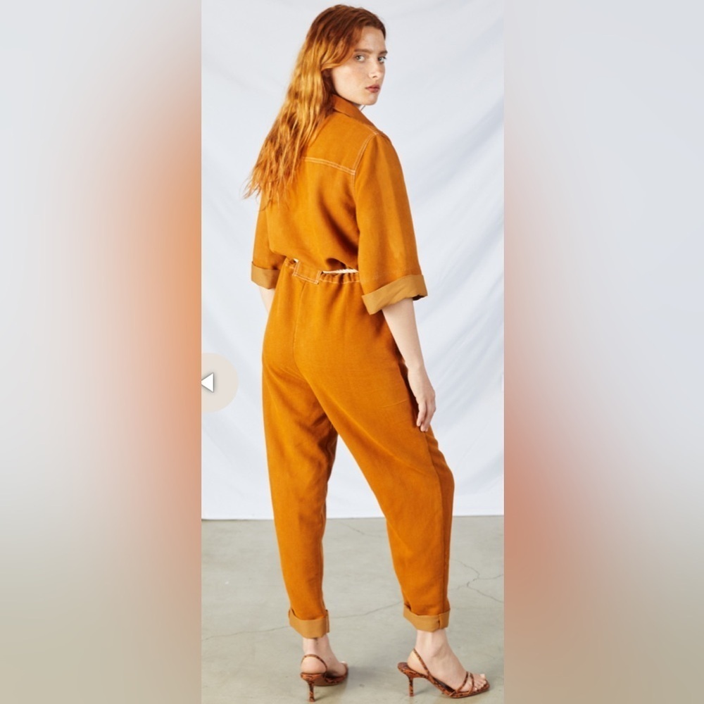 ETICA AMELIA FLIGHTSUIT - BURNT TURMERIC Brown Jumpsuit with Rope Belt - Picture 2 of 7